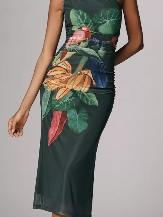 FARM Rio Dresses & Skirts - FARM Rio Emerald Green Tropical-Print Midi Dress